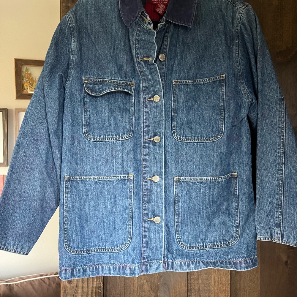 The Limited Blue Denim Jacket with Corduroy Collar